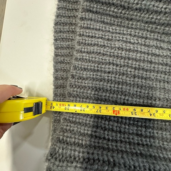 POL Gray Hooded chunky wool Cardigan Coat M Lagenlook Cottagecore Elbow Patch - Picture 4 of 6